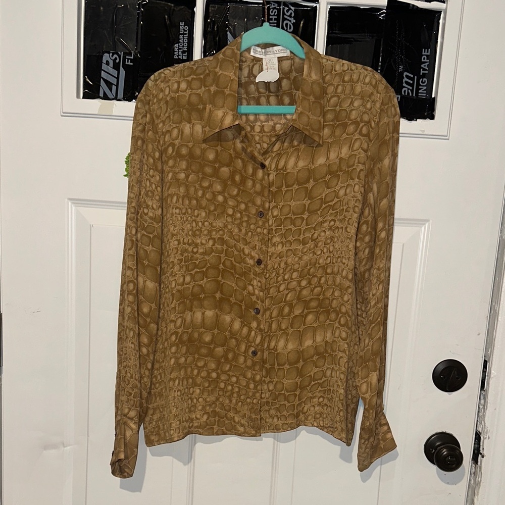 Vintage Preston & York Brown Crocodile Pattern Shirt